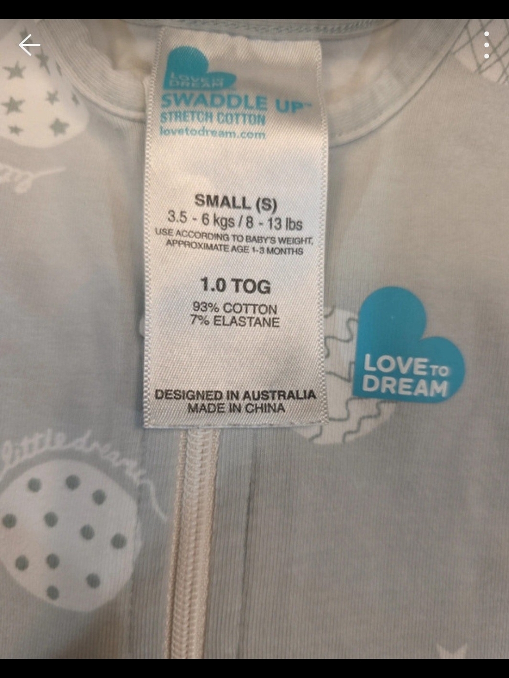 Love to Dream Swaddle Sleep Sack in Light Gray with Moon & Planet Print 8 -13 Lb - Picture 4 of 4